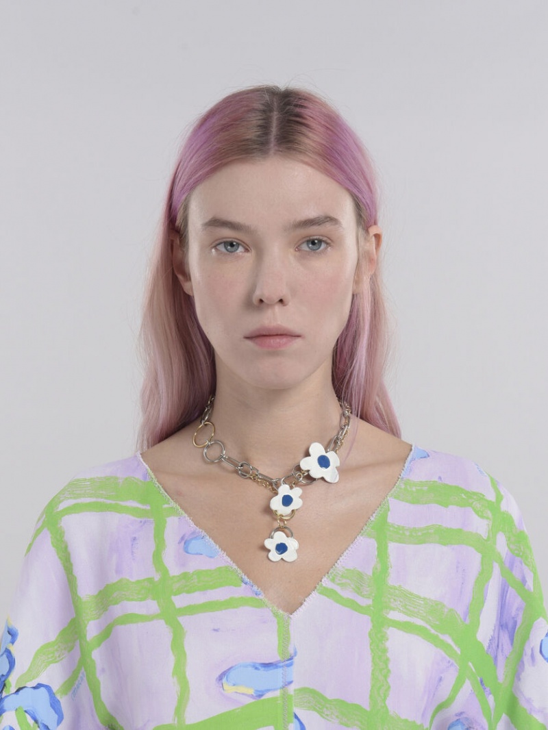 Marni Necklace With Flowers Blancos | BMXSO21455