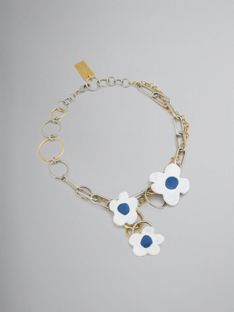 Marni Necklace With Flowers Blancos | BMXSO21455