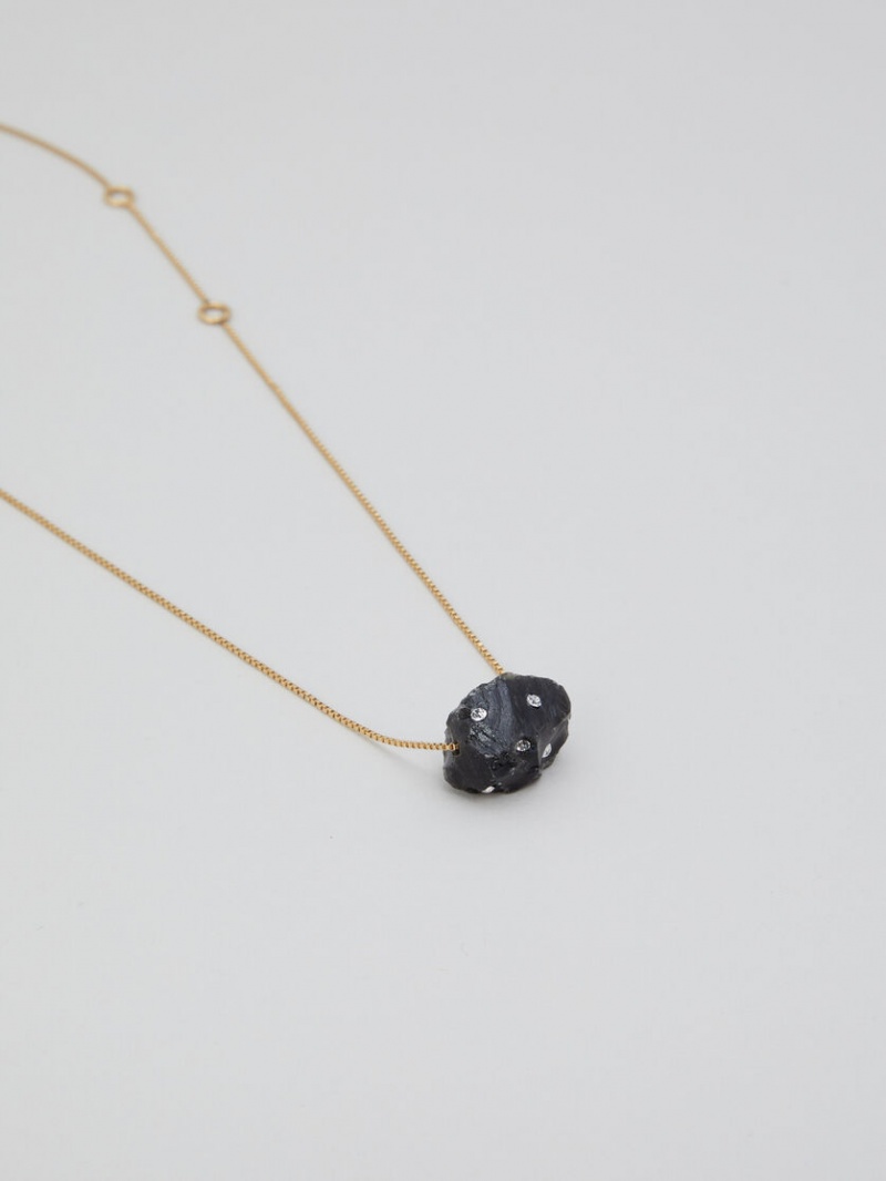 Marni Obsidian Single-stone Necklace With Rhinestone Polka Dots Negros Obsidian Grises | MXEAH14825