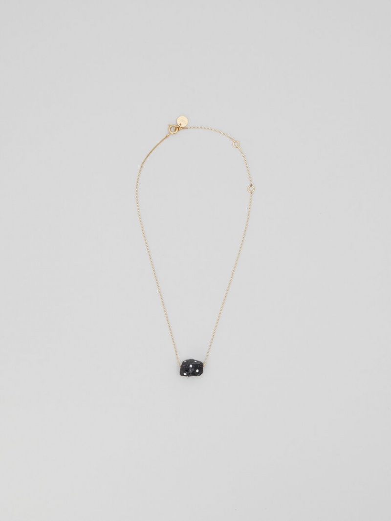 Marni Obsidian Single-stone Necklace With Rhinestone Polka Dots Negros Obsidian Grises | MXEAH14825