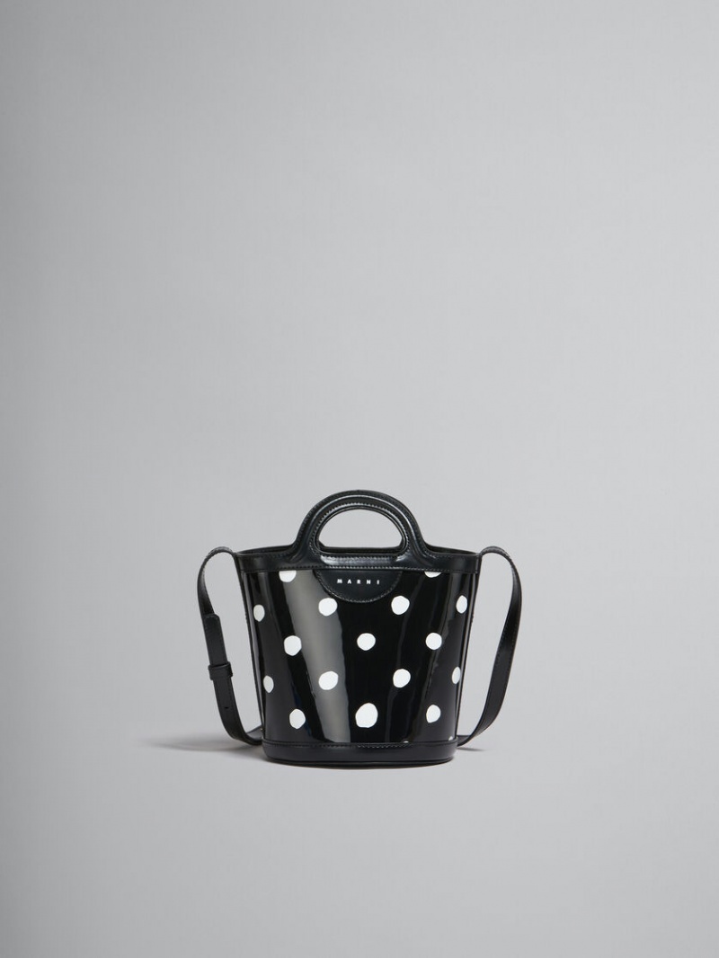 Marni Polka-dot Charol Cuero Tropicalia Mini Bucket Bag Negros Blancos | MXJBT46115