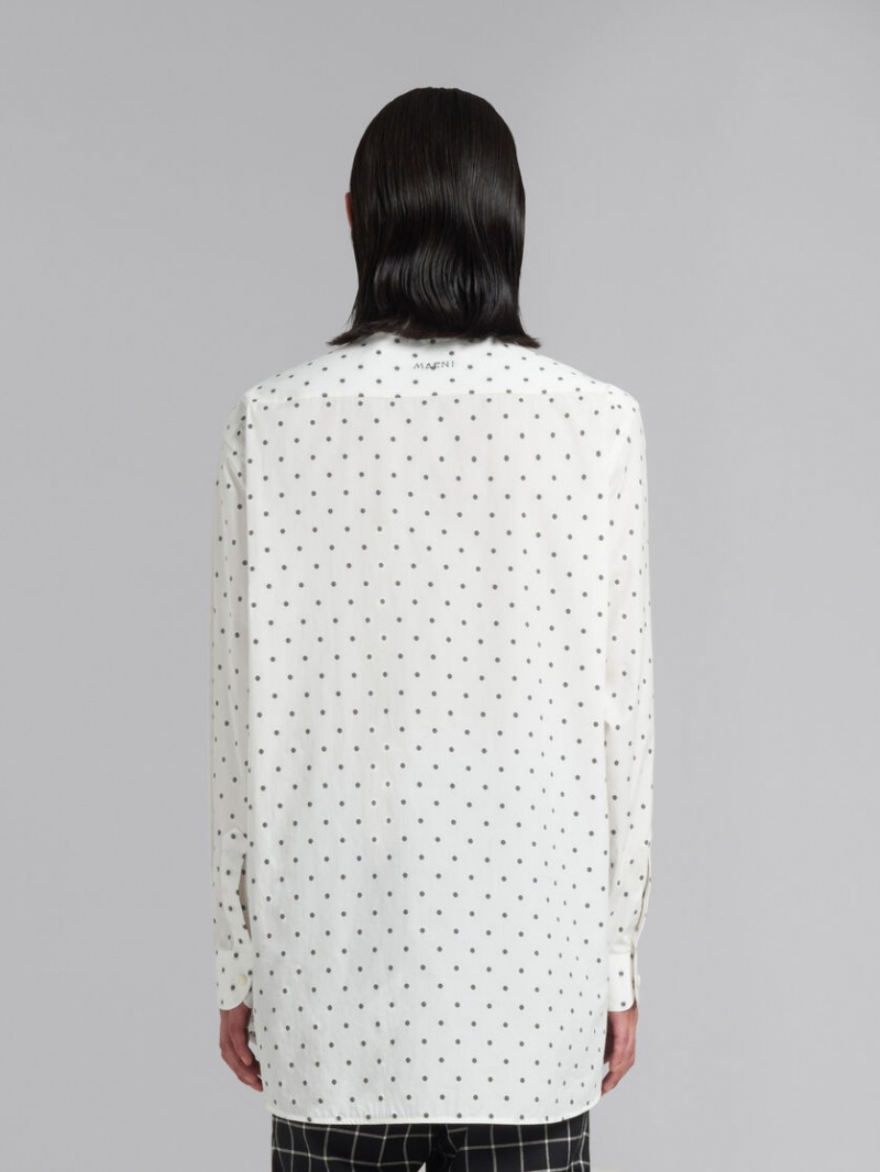 Marni Poplin Long-sleeved Shirt With Polka Dots Blancos | MXNEJ87141