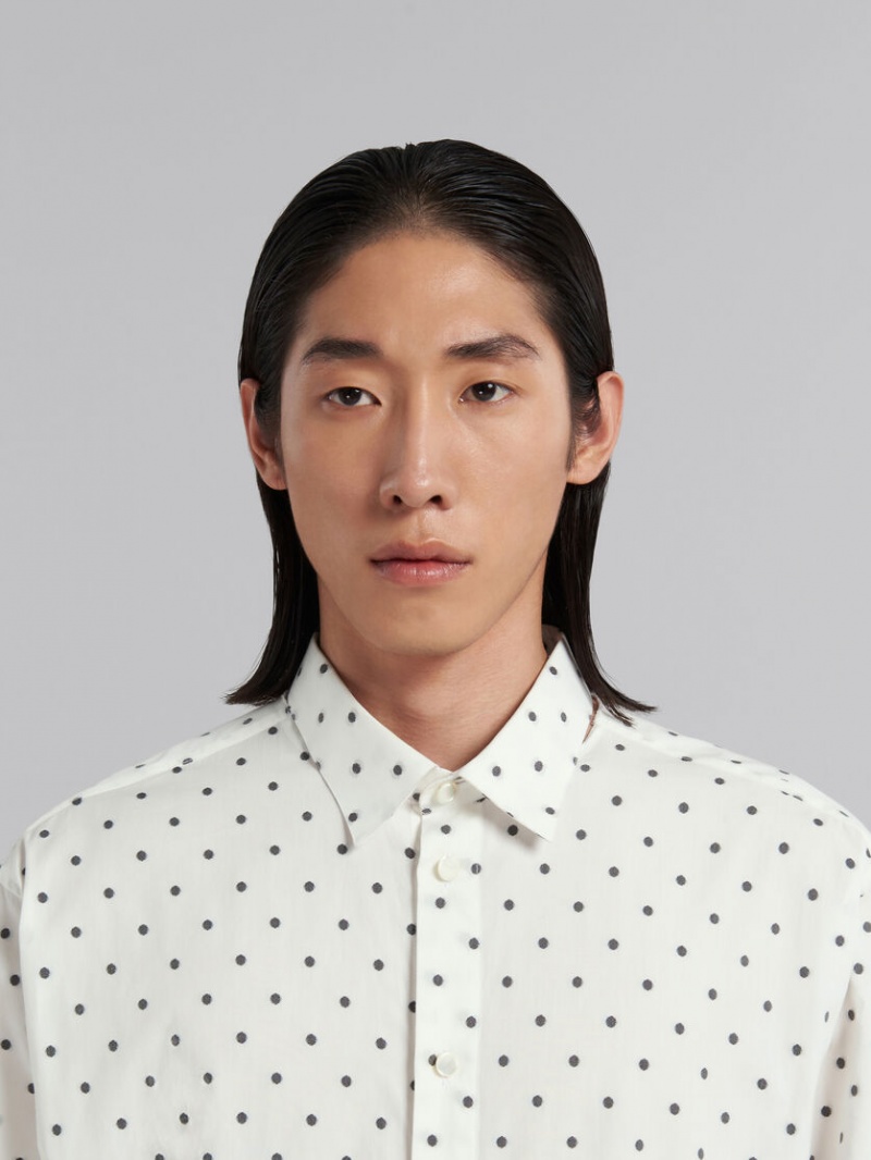 Marni Poplin Long-sleeved Shirt With Polka Dots Blancos | MXNEJ87141