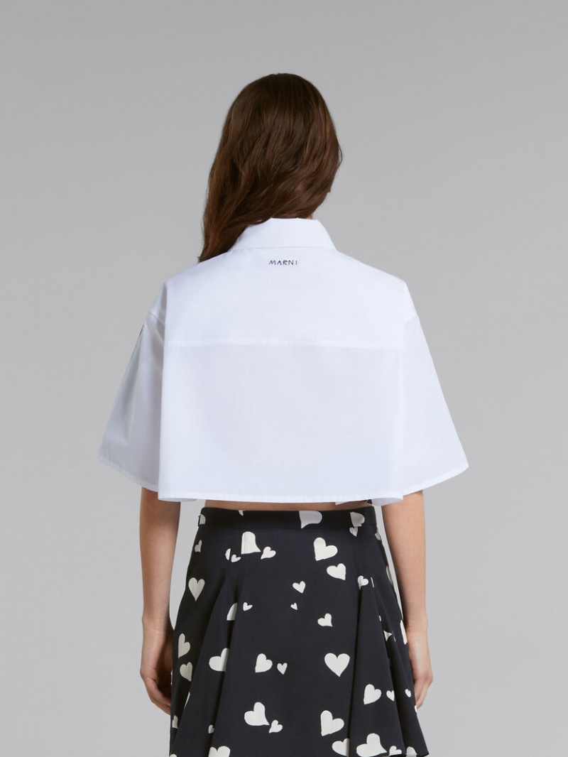 Marni Poplin Shirt With Bunch Of Hearts Print Negros | MMXFT98147