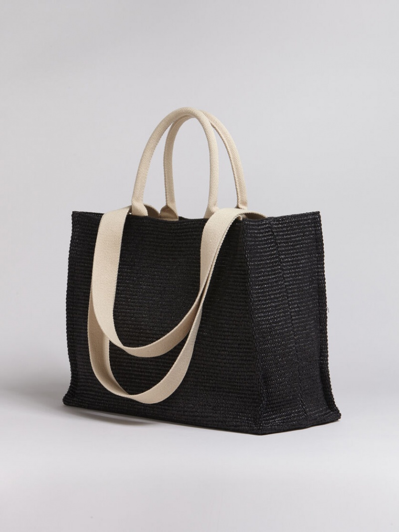 Marni Raffia Shopping Bag Negros | AMXWC69004