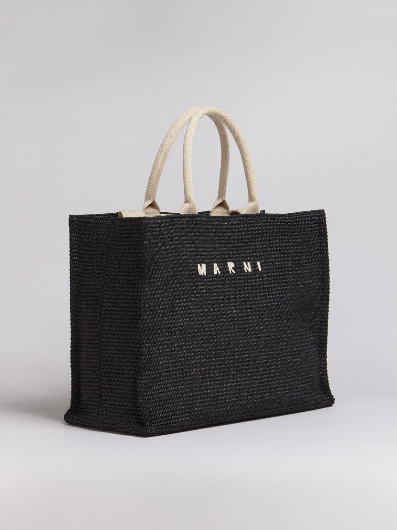 Marni Raffia Shopping Bag Negros | AMXWC69004