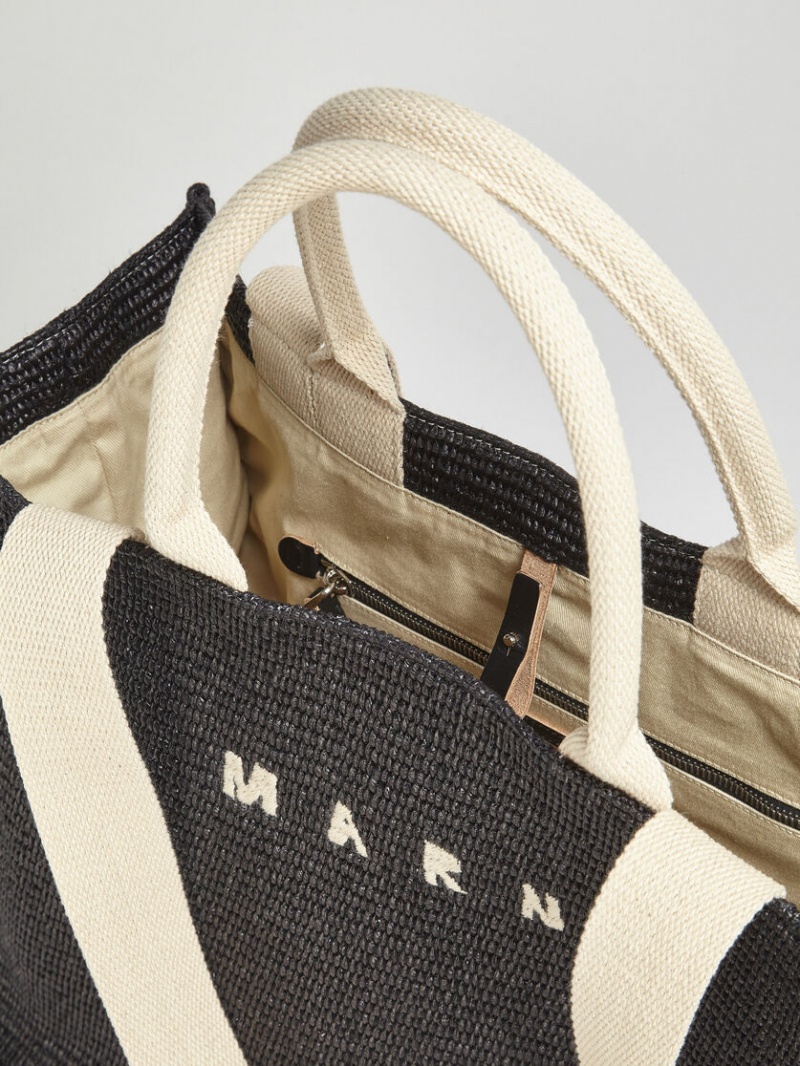 Marni Raffia Shopping Bag Negros | QMXUV84144