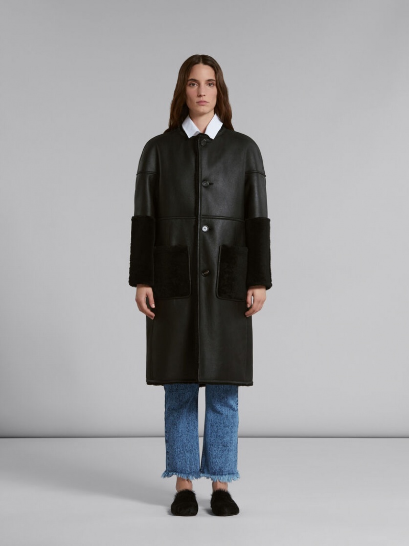 Marni Reversible Shearling Coat Negros | XMXBH33850