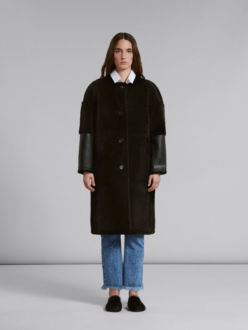 Marni Reversible Shearling Coat Negros | XMXBH33850