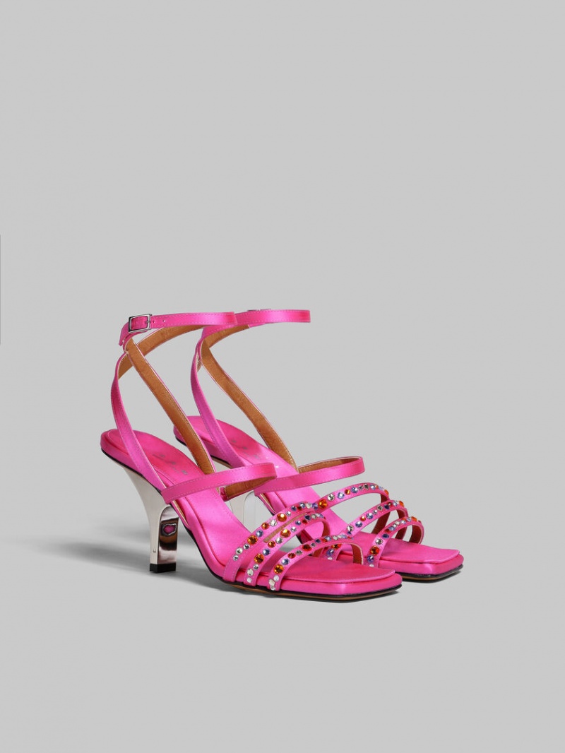 Marni Satin Tiras Sandal Fucsia | FMXUI11217