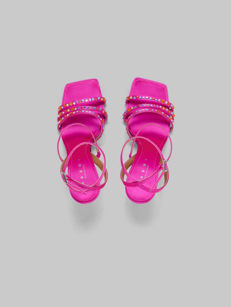 Marni Satin Tiras Sandal Fucsia | FMXUI11217