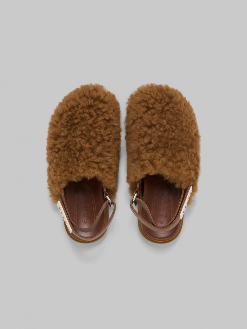 Marni Shearling Sabot Marrom | LMXSX69753