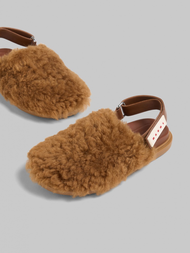 Marni Shearling Sabot Marrom | LMXSX69753