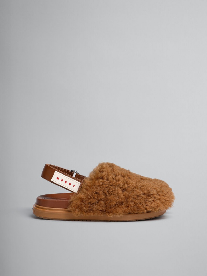 Marni Shearling Sabot Marrom | LMXSX69753