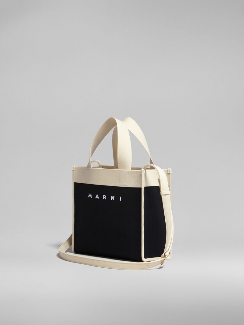 Marni Small Shopping Bag Jacquard Negros Blancos | MXCIF53888