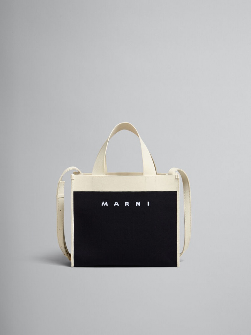 Marni Small Shopping Bag Jacquard Negros Blancos | MXCIF53888