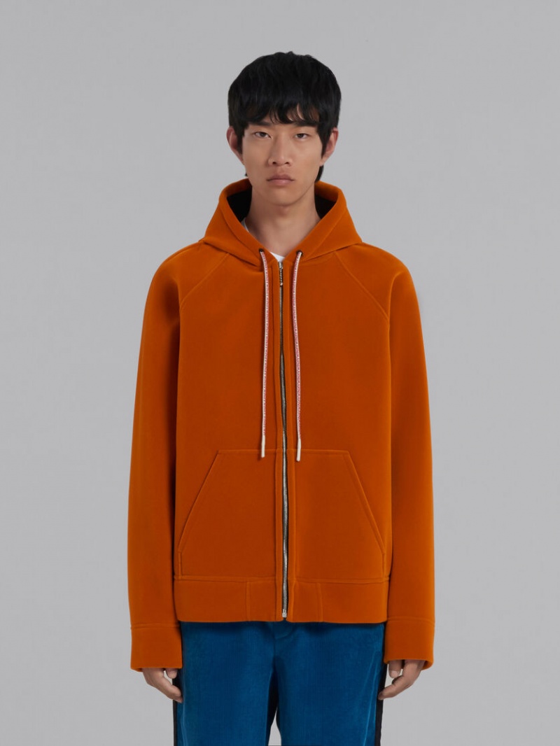 Marni Sponge Jersey Hoodie With Logo Drawstring Naranjas | MXXBR82680