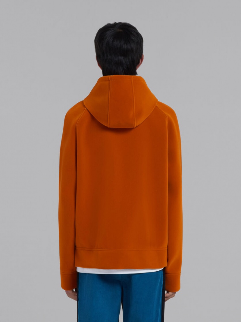 Marni Sponge Jersey Hoodie With Logo Drawstring Naranjas | MXXBR82680