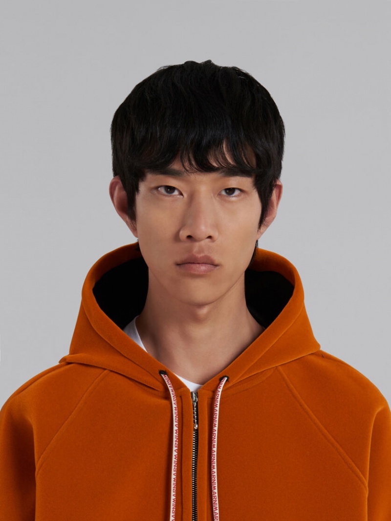 Marni Sponge Jersey Hoodie With Logo Drawstring Naranjas | MXXBR82680