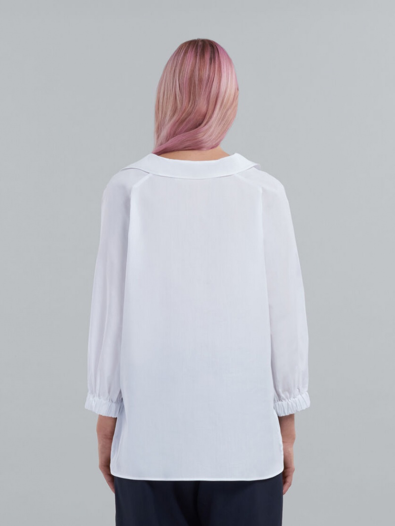 Marni Square-neck Top In Bio Poplin Blancos | BMXSO12966