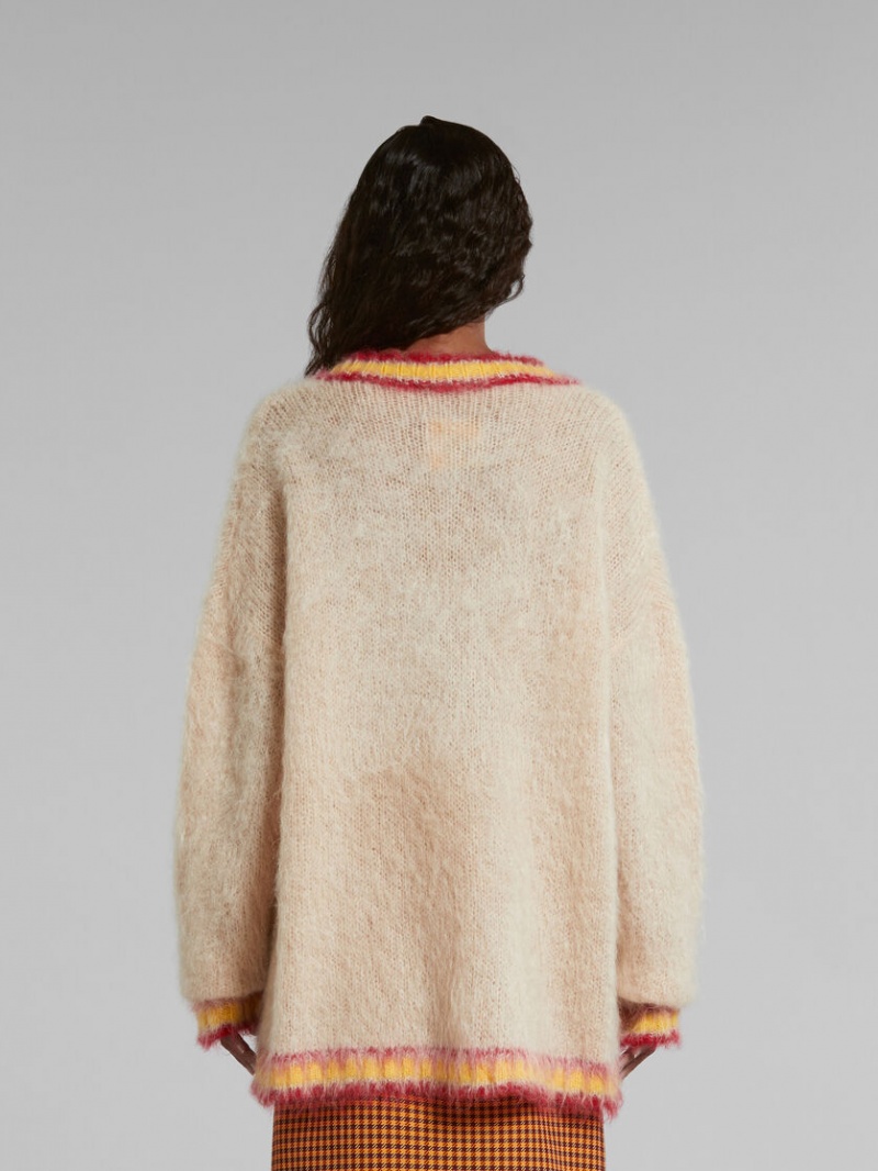 Marni Tan Mohair Jumper With A Rayas Trims Marrom | XMXGW75528