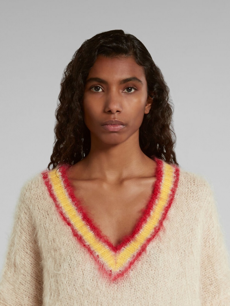 Marni Tan Mohair Jumper With A Rayas Trims Marrom | XMXGW75528