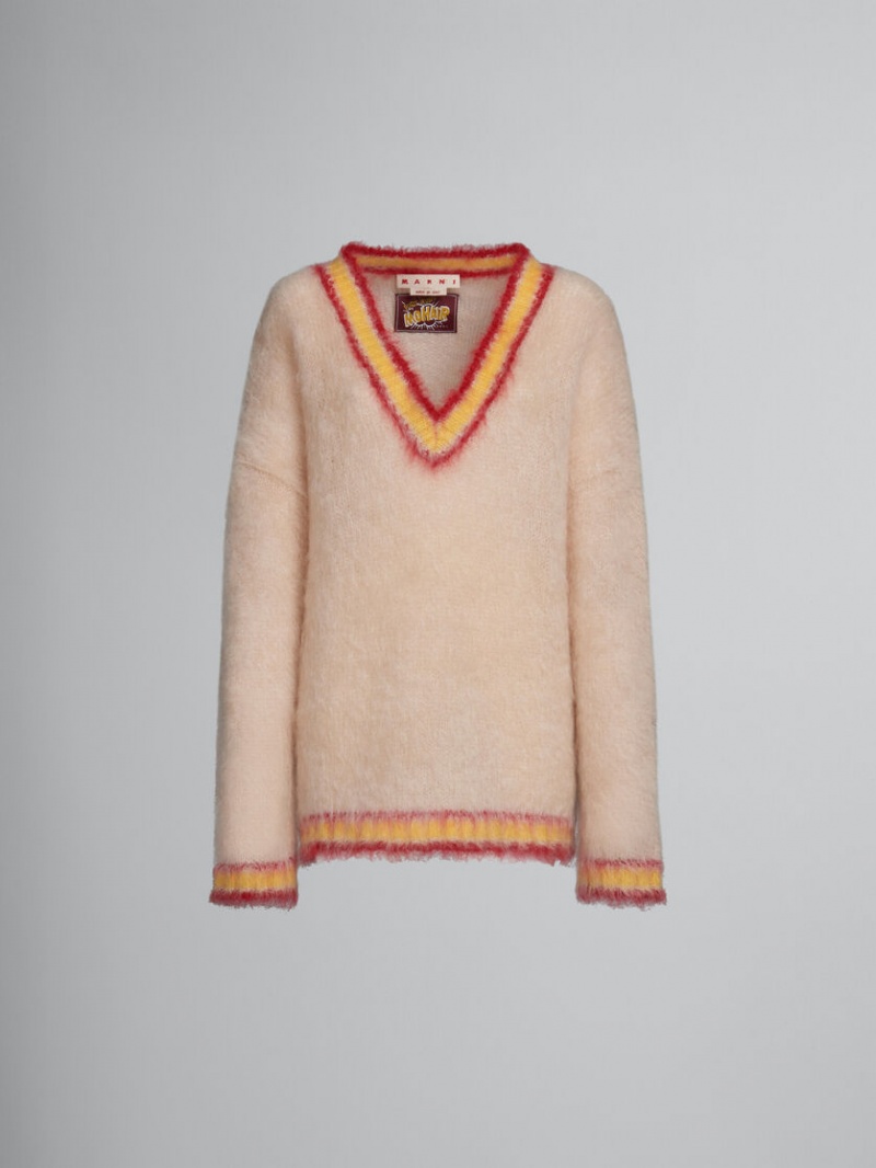 Marni Tan Mohair Jumper With A Rayas Trims Marrom | XMXGW75528