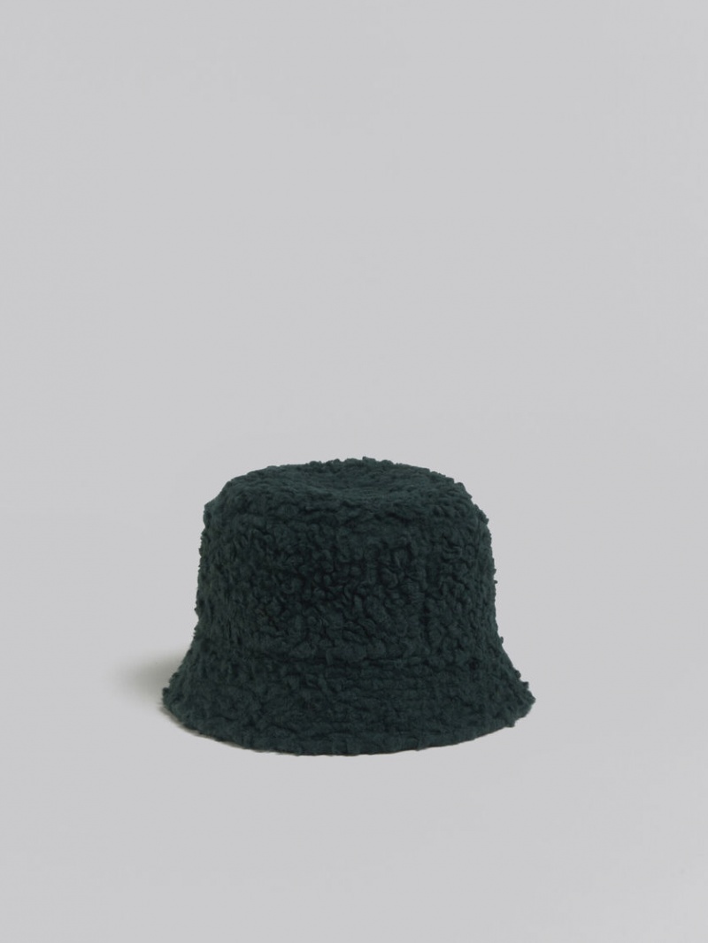 Marni Teddy Bucket Hat With Embroidered Logo Verdes | GMXUC35783