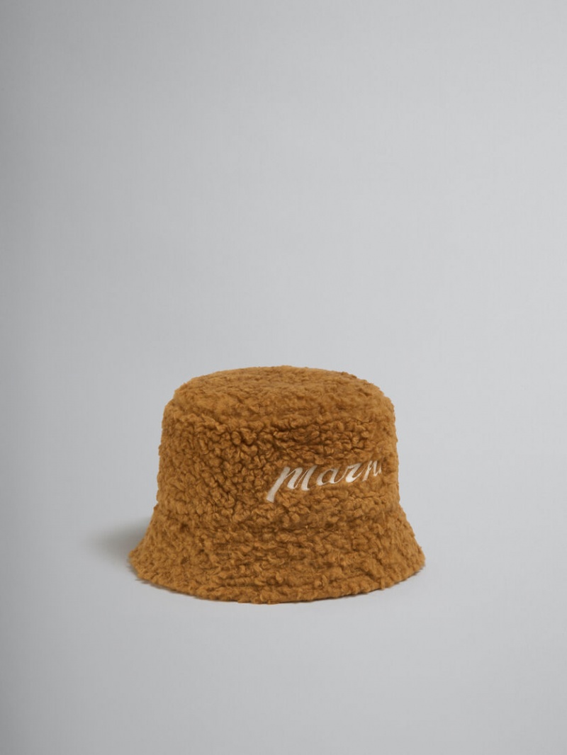 Marni Teddy Bucket Hat With Embroidered Logo Marrom | SMXNY92651