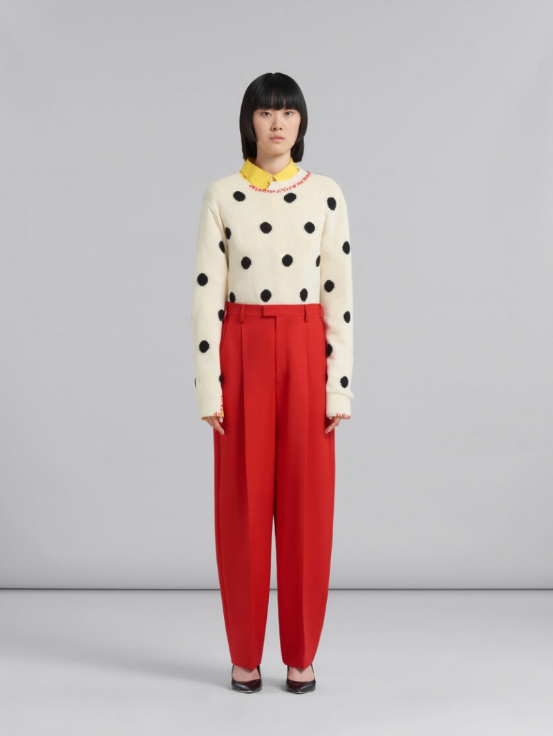 Marni Tropical Lana Tailored Trousers Rojos | XMXBH71447