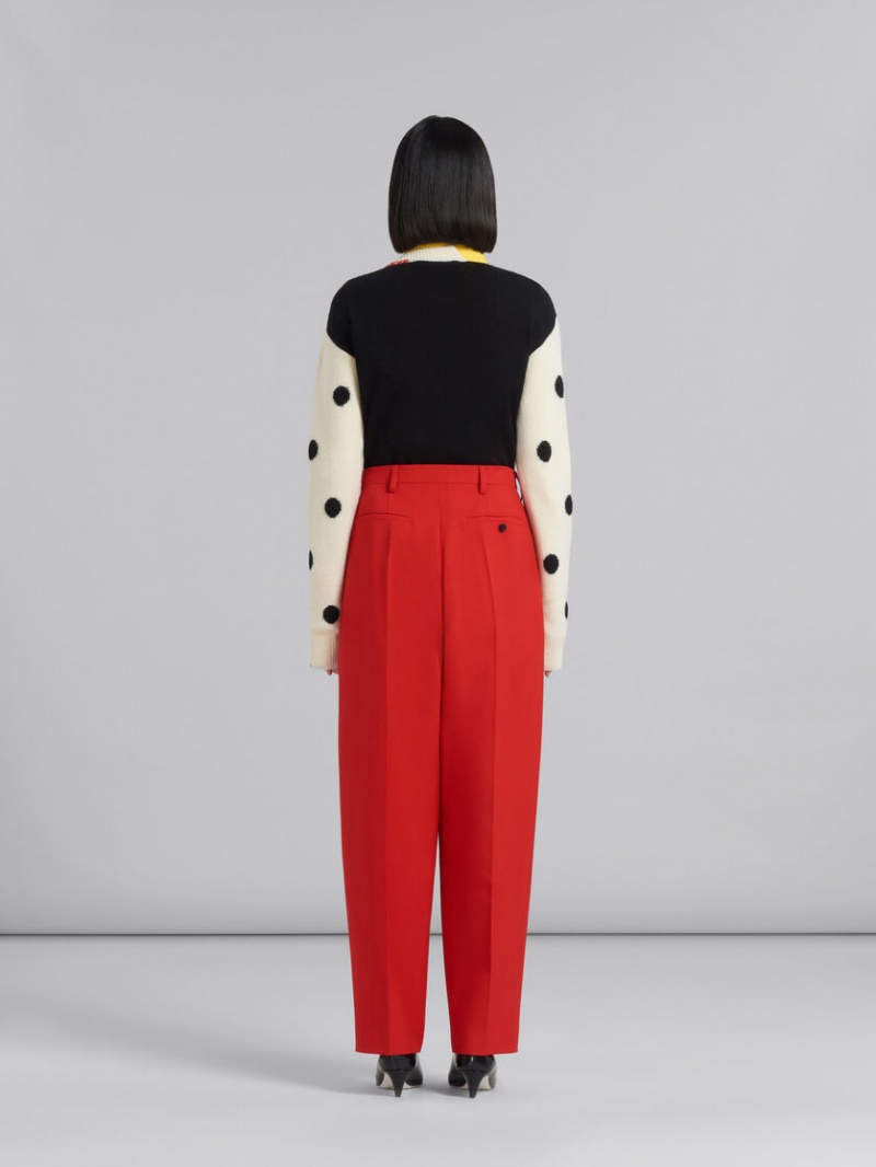 Marni Tropical Lana Tailored Trousers Rojos | XMXBH71447