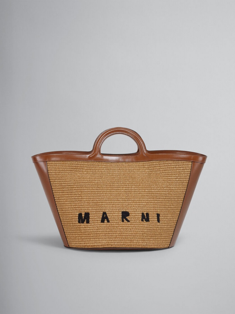 Marni Tropicalia Large Bag Cuero And Raffia Marrom | SMXVO74265