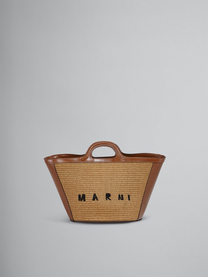 Marni Tropicalia Small Bag Cuero And Raffia Marrom | MXIIZ63523