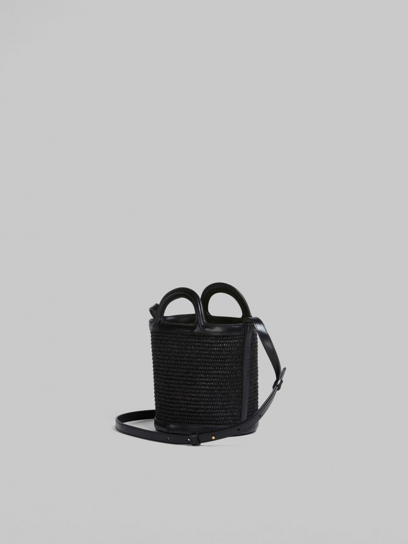 Marni Tropicalia Small Bucket Bag Cuero And Raffia Negros | MXCVG83301