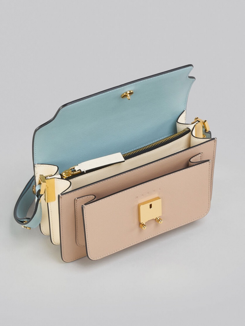 Marni Trunk Bag E/W Cuero Azules Claro Beige | PMXER38069