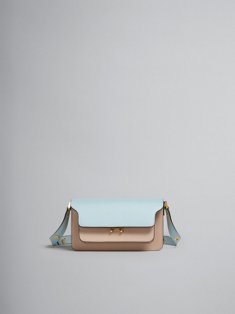 Marni Trunk Bag E/W Cuero Azules Claro Beige | PMXER38069