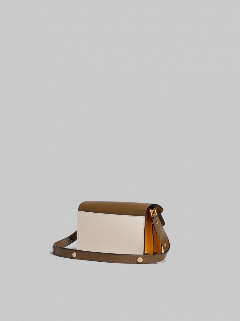 Marni Trunk Bag E/W Cuero Marrom Blancos Naranjas | FMXHY91031