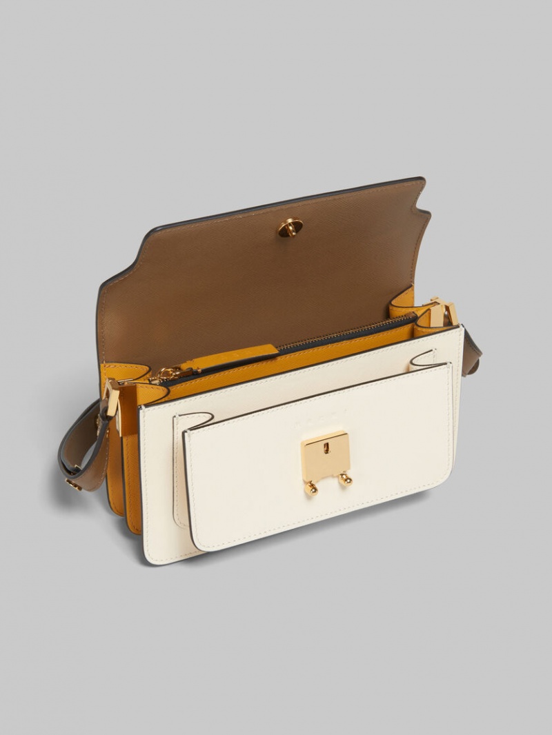 Marni Trunk Bag E/W Cuero Marrom Blancos Naranjas | FMXHY91031