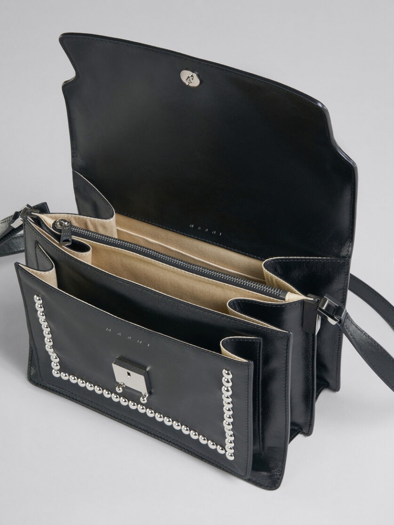 Marni Trunk Soft Large Bag Cuero With Studs Negros | GMXUC66296