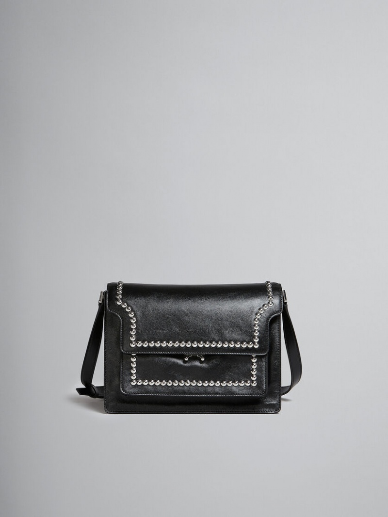 Marni Trunk Soft Large Bag Cuero With Studs Negros | GMXUC66296