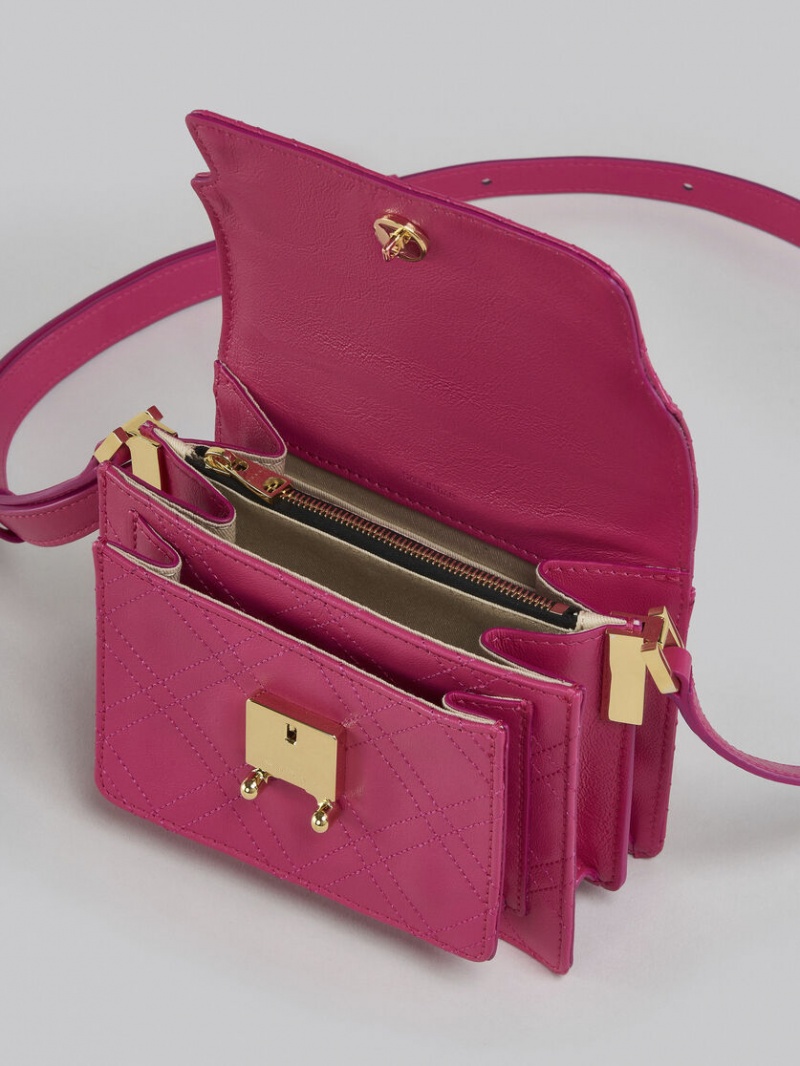 Marni Trunk Soft Mini Bag Cuero Fucsia | SMXNY61414