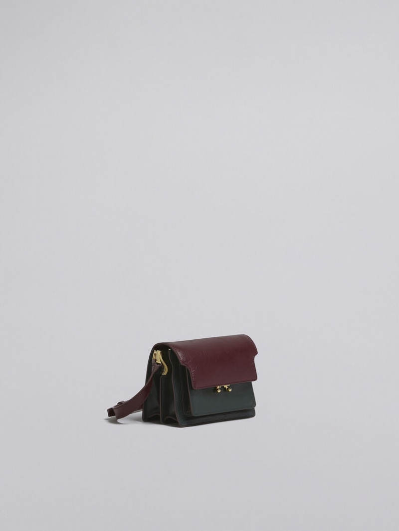 Marni Trunk Soft Mini Bag Cuero Verdes Vino | LMXTR68692