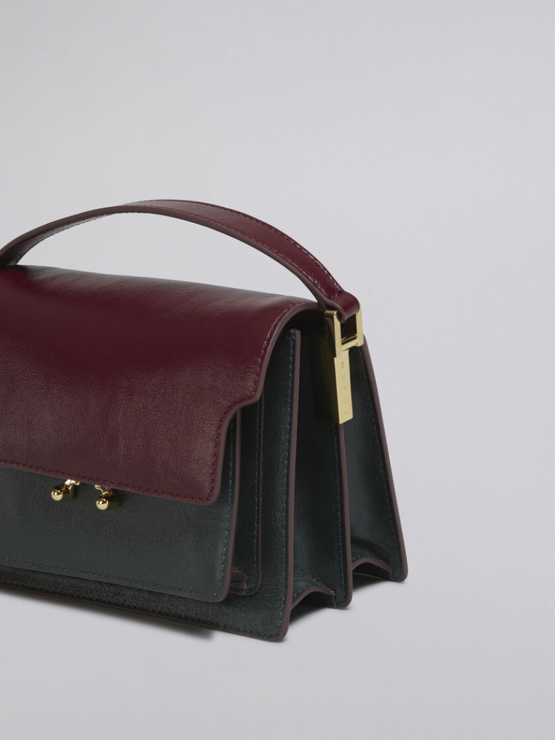 Marni Trunk Soft Mini Bag Cuero Verdes Vino | QMXWA97065