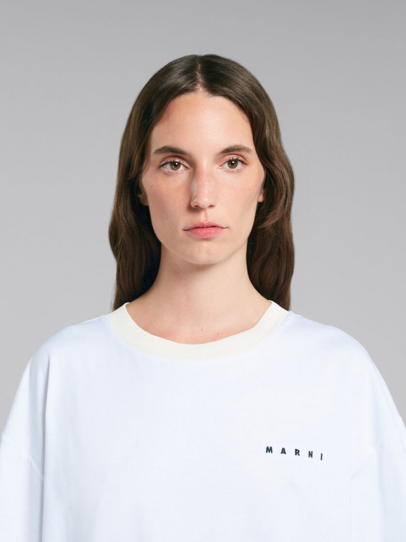 Marni T-shirt With Hearts Print Blancos | MXJBT32897