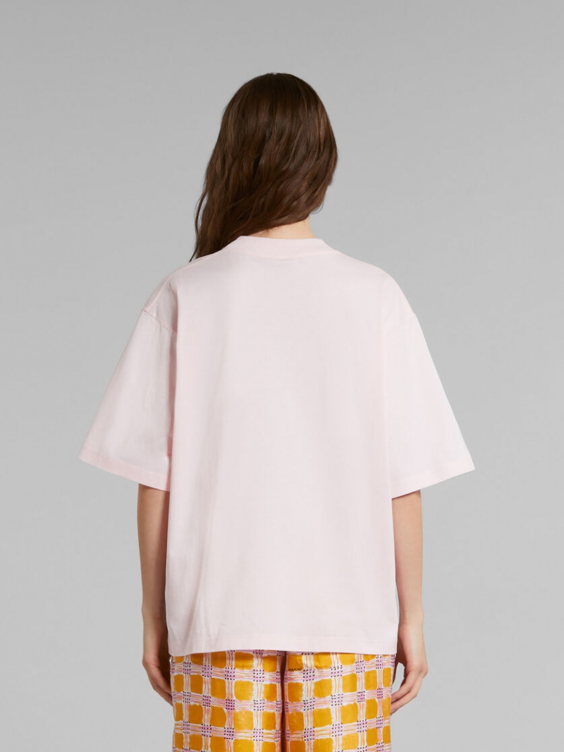 Marni T-shirt With Logo Print Rosas | MXZPD67716