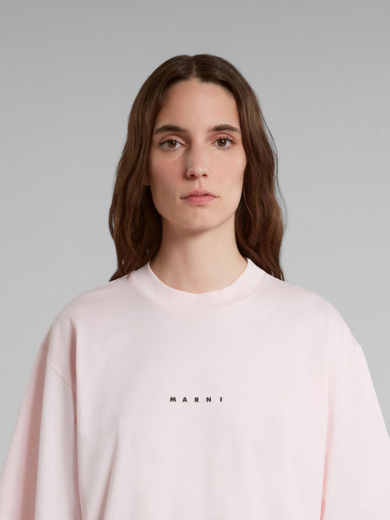 Marni T-shirt With Logo Print Rosas | MXZPD67716