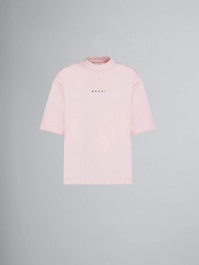 Marni T-shirt With Logo Print Rosas | MXZPD67716