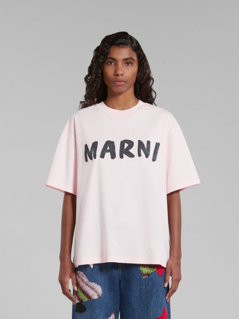 Marni T-shirt With Marni Print Rosas | MXEAH10329