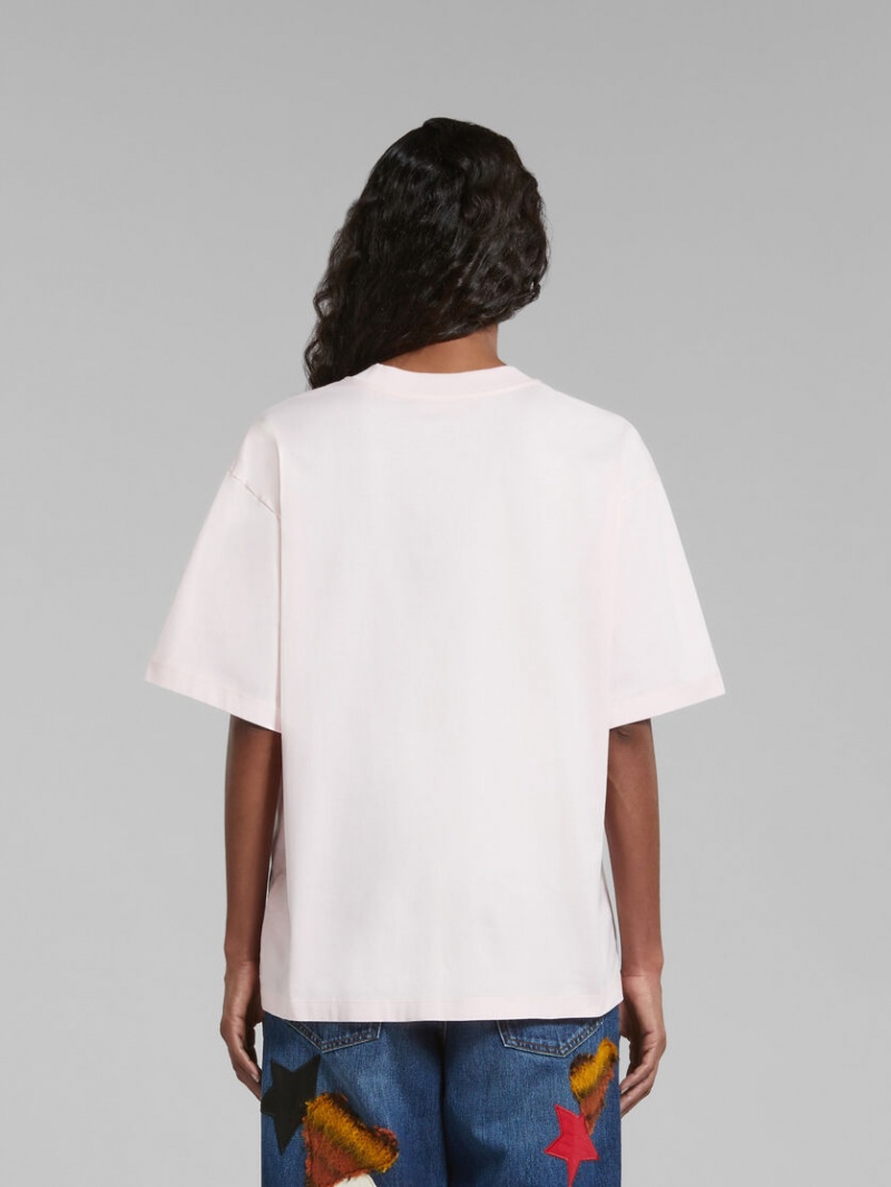 Marni T-shirt With Marni Print Rosas | MXEAH10329