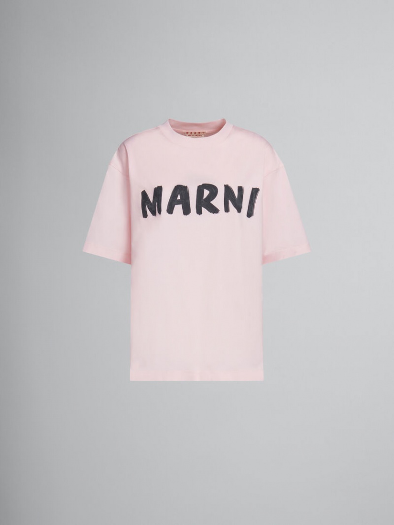 Marni T-shirt With Marni Print Rosas | MXEAH10329